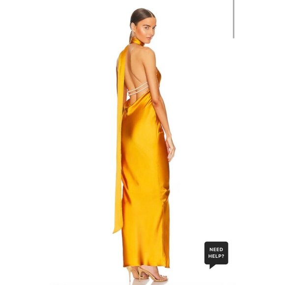 Khanums Dresses & Skirts - Khanums x REVOLVE Kara Pearl Trim Maxi Dress Yellow